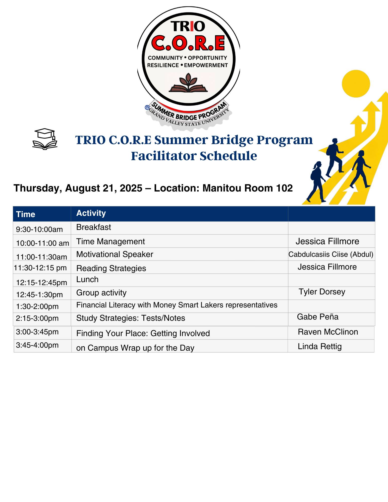 Bridge program day two schedule
